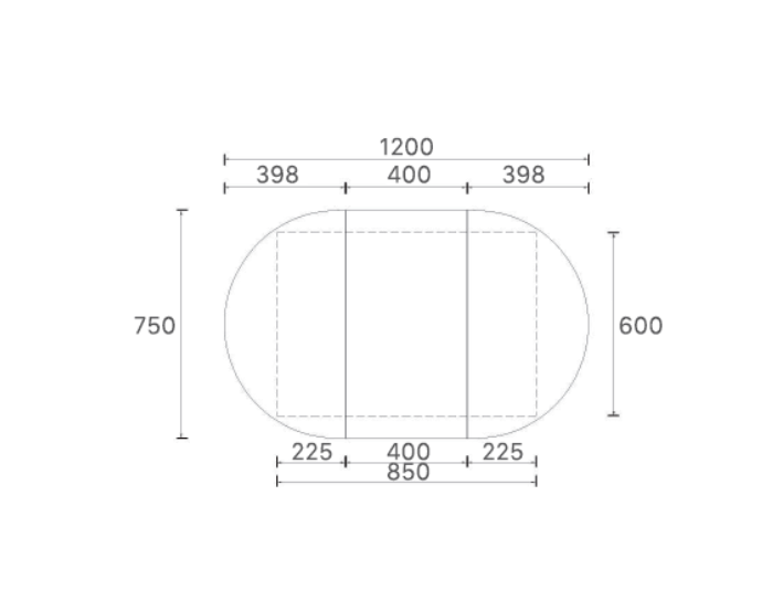 1200mm AMBER Oval Shaving Cabinet Mirror Matte White