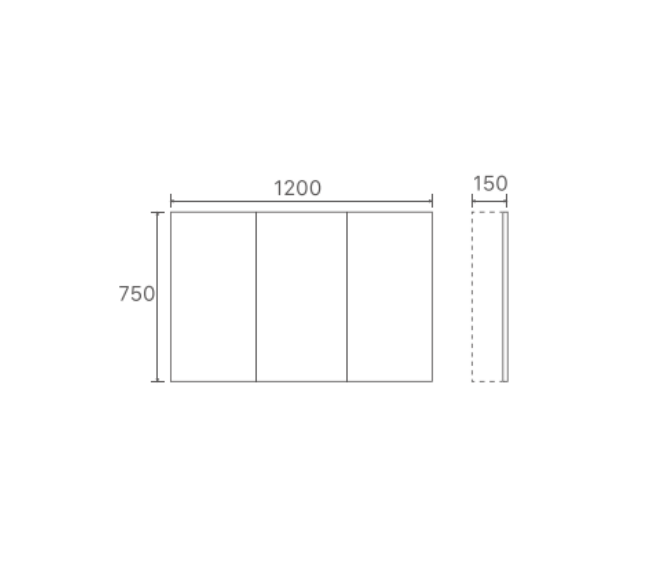 1200mm Matte Grey Shaving Mirror Cabinet