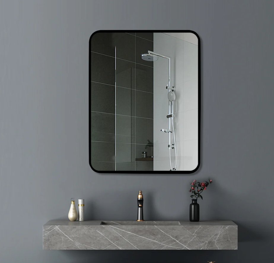 500*650*40mm Square Black Aluminium Wall Mirror