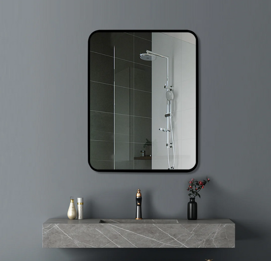 500*650*40mm Square Black Aluminium Wall Mirror