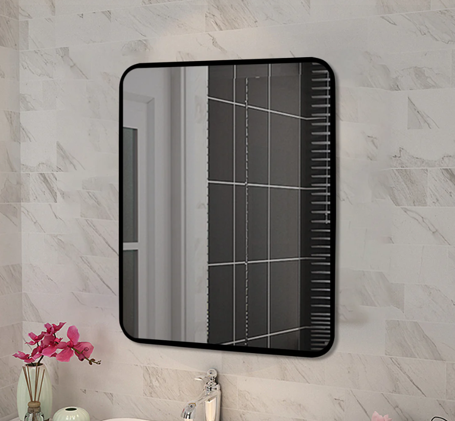 500*650*40mm Square Black Aluminium Wall Mirror