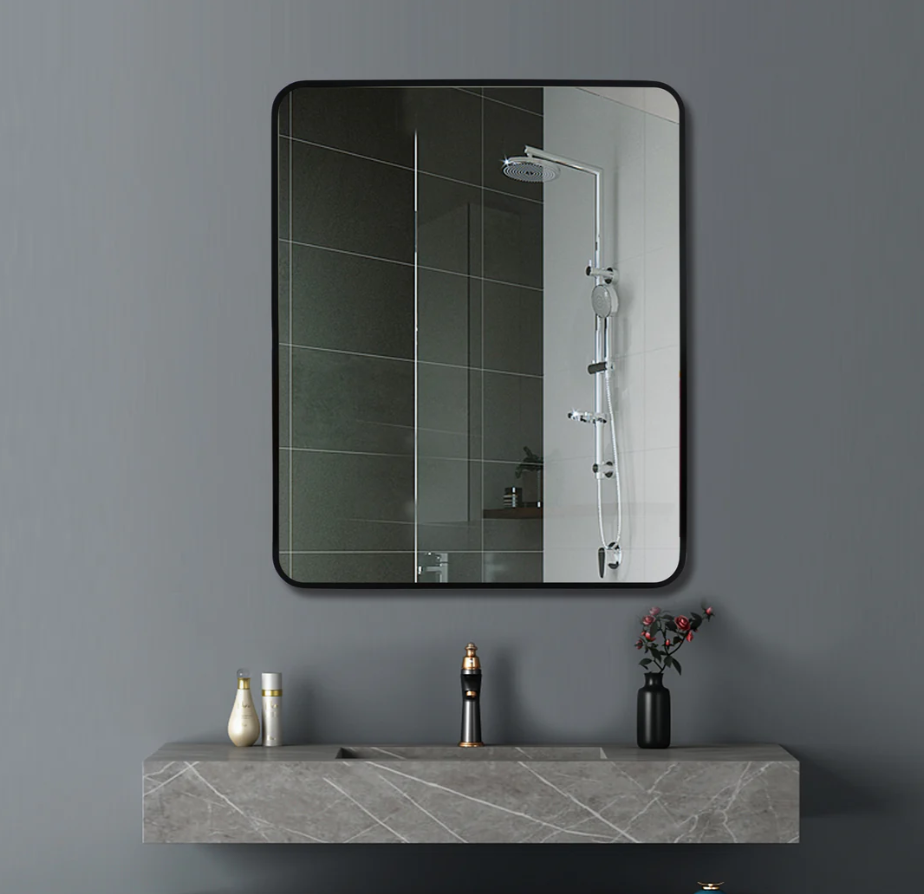 650*800*40mm Square Black Aluminium Wall Mirror