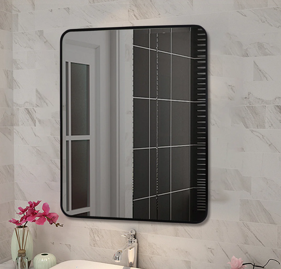 650*800*40mm Square Black Aluminium Wall Mirror