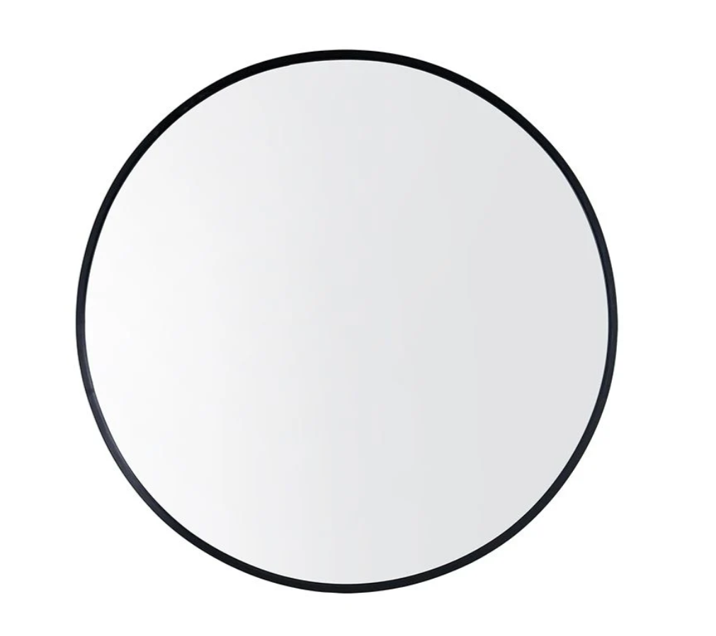 800*40mm Round Black Aluminium Wall Mirror