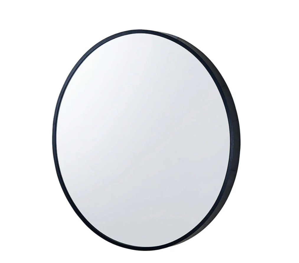 800*40mm Round Black Aluminium Wall Mirror