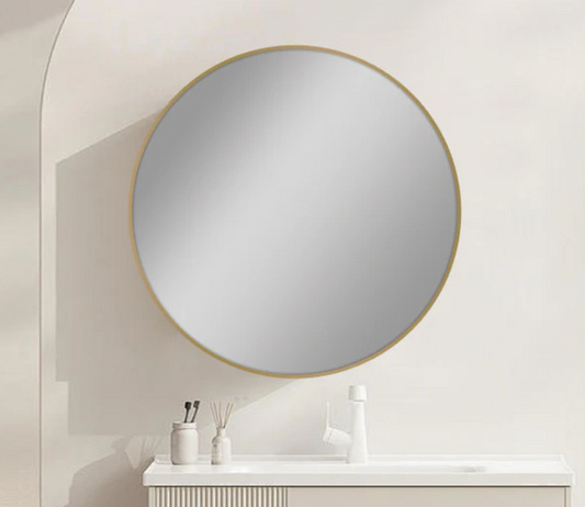 800mm GOLD FRAMED ROUND MIRROR