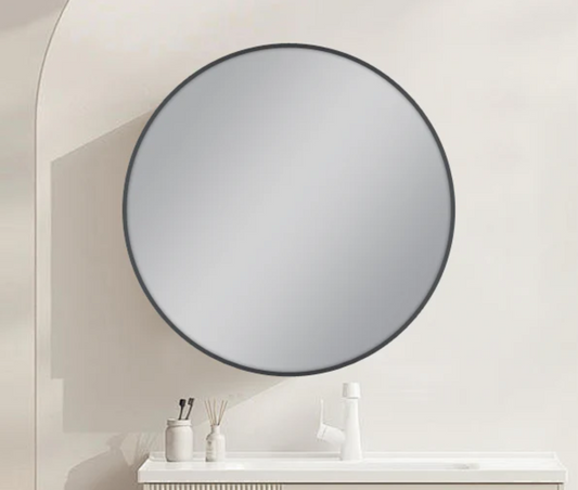 600mm GUMMETAL FRAMED ROUND CARYSIL MIRROR