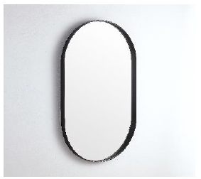 450*900mm Matte Black Framed Oval Mirror