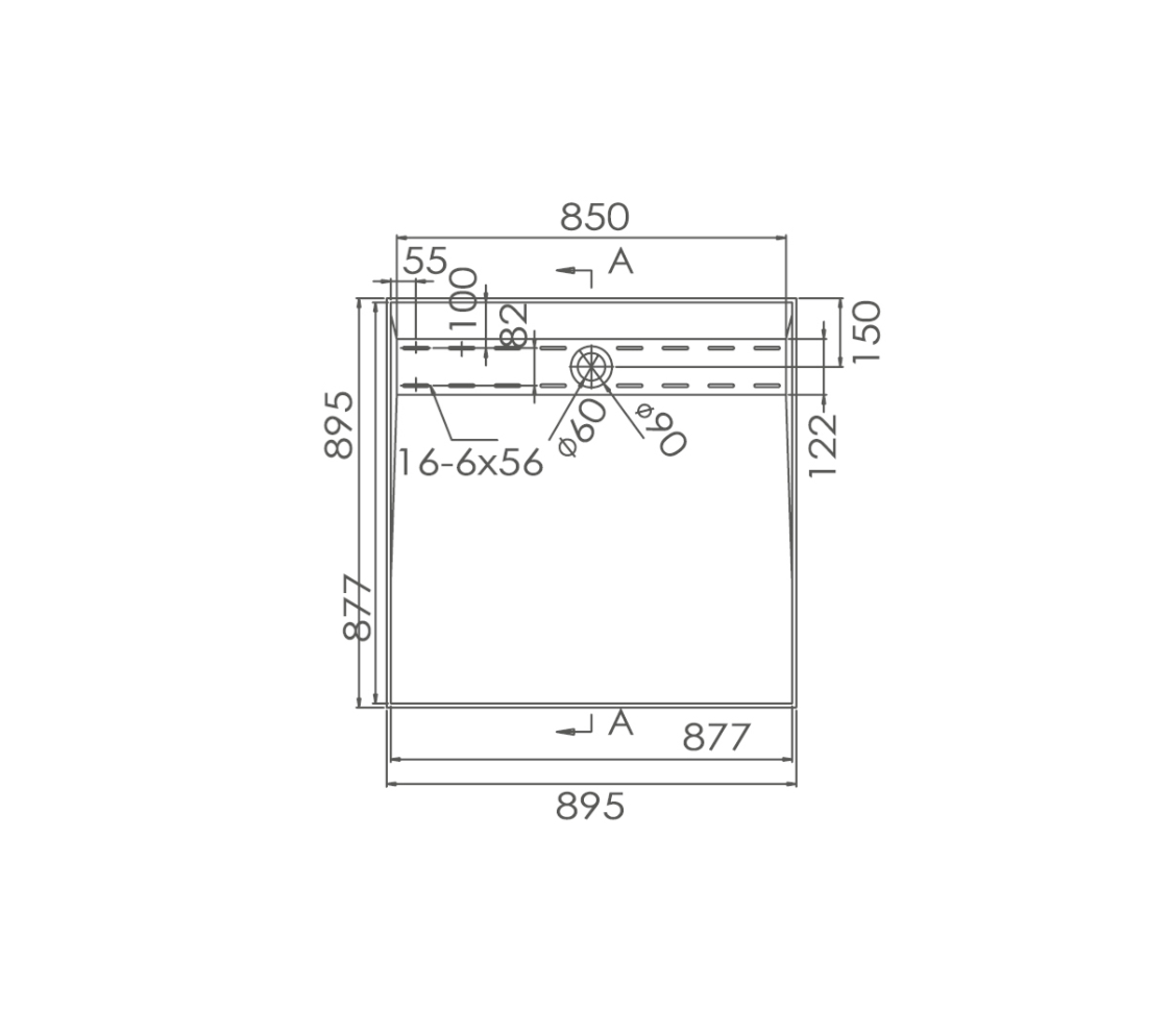 895x895x60mm SMC Tile Tray with Channel