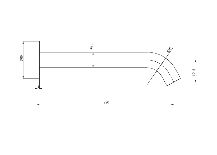 Nouveau 220mm Wall Spout - Available in 6 colours