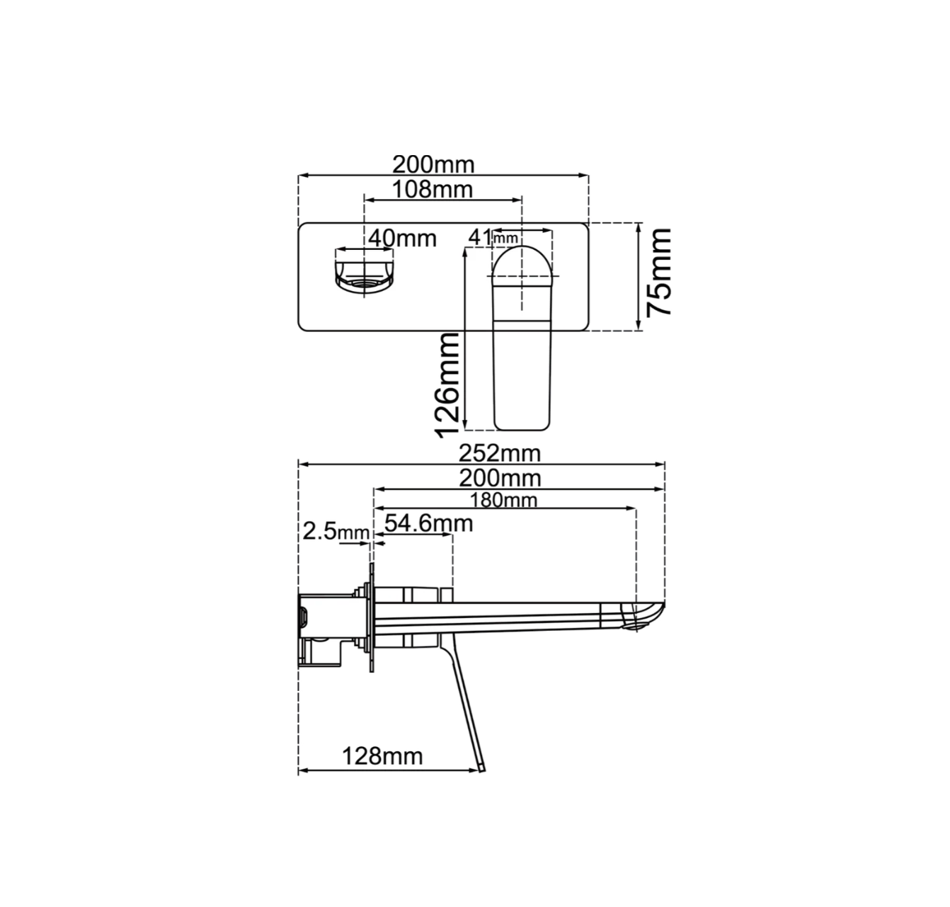 RUSH Wall Combination Mixer and Spout - Available in 4 colours