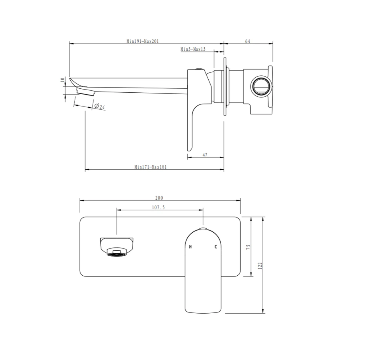 INDI Wall Combination Mixer - Available in 4 colours