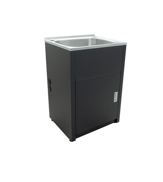 Matte Black LAVASSA 45 Laundry Trough and Cabinet 610x510x895mm
