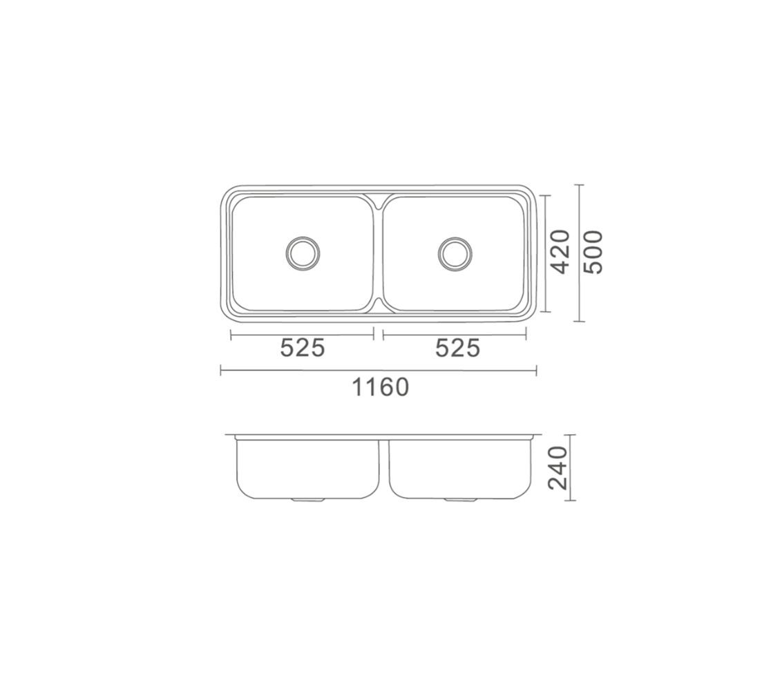 LAVASSA Double Laundry Tub 1160x500x240mm