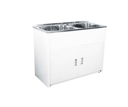 LAVASSA 45L Double Bowl Laundry Trough and Cabinet 1170x510x870mm