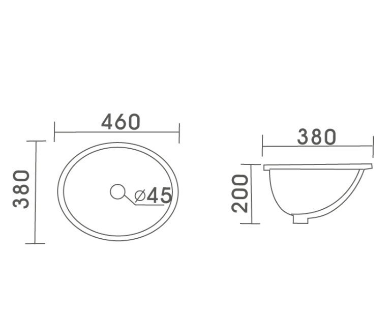 SOTTO Under Counter Basin 460x380x200mm White Gloss Undermount