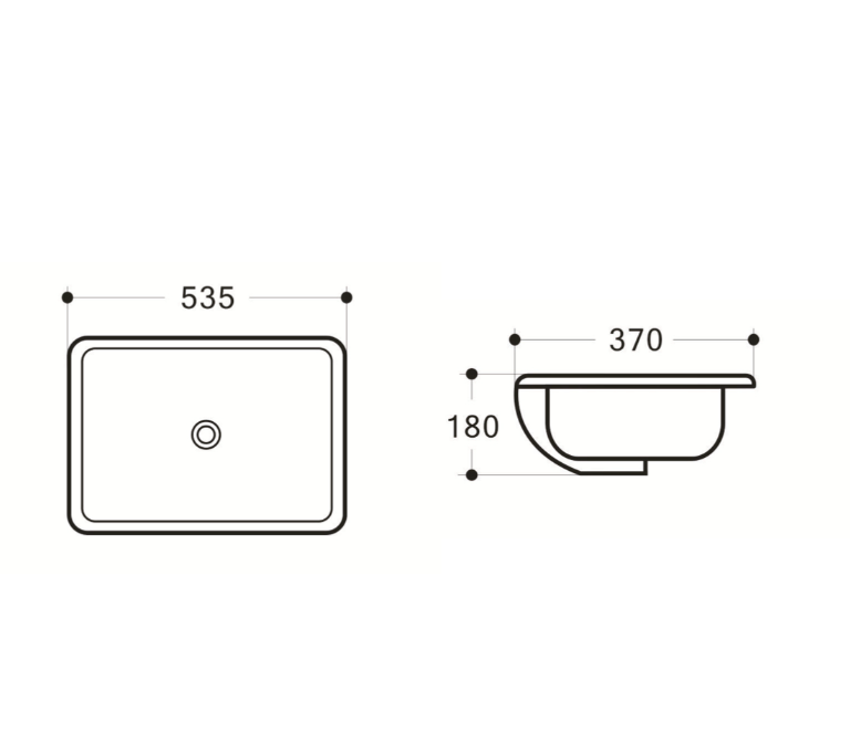 QUBI Under Counter Basin 480x300x100mm Undermount