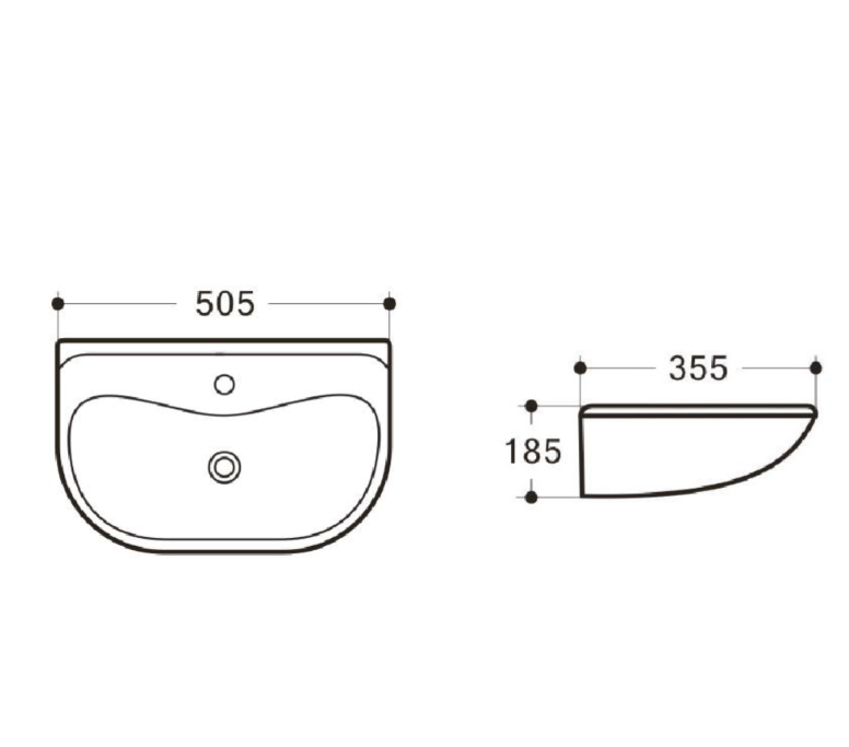 MOBI Wall Basin 505x355x185mm Gloss White