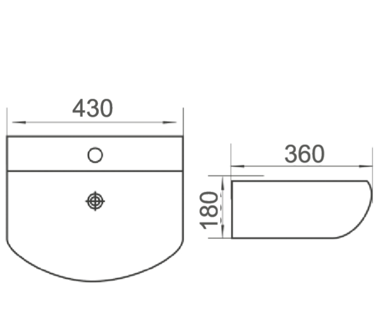 MINTY-II Wall Hung Basin 430x360x180mm