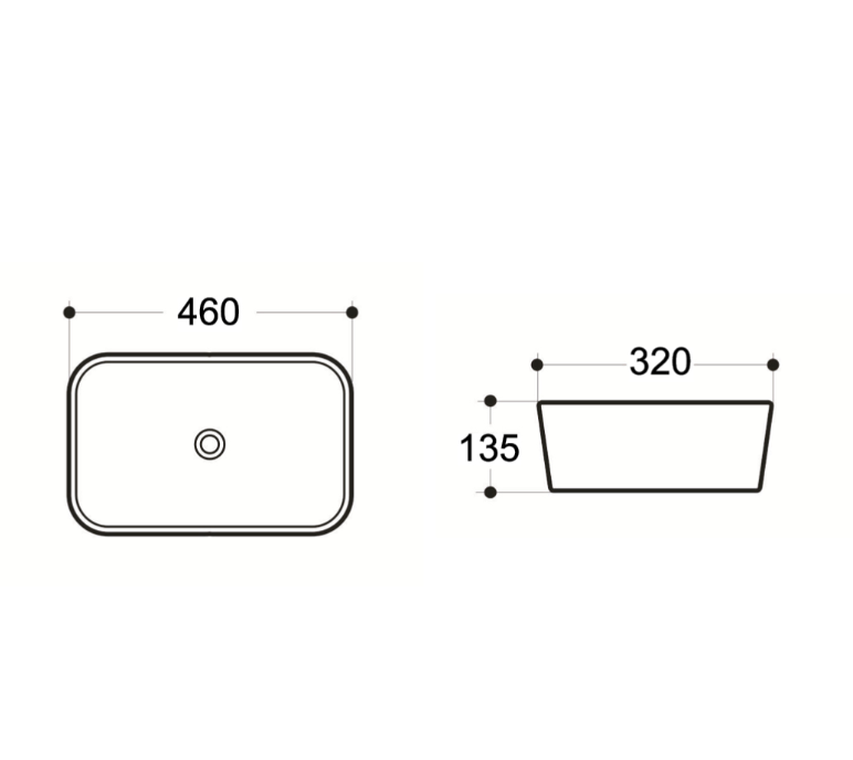 LUCERNE Above Counter Basin 460x320x135mm