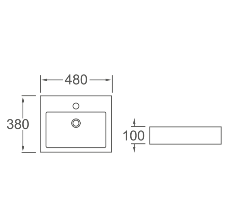 LUCCI Above Counter Basin 480x380x100mm