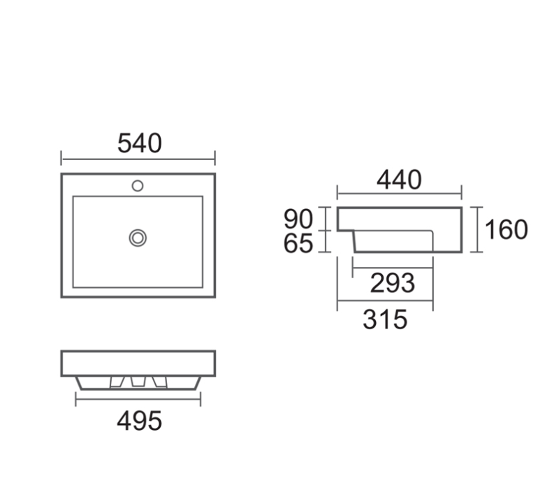 FABBRIS-II Semi-Recess Basin 525x430x160mm