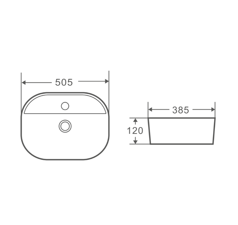 EXON Above Counter Basin 505x385x120mm