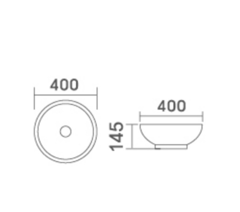 ETERNAL Above Counter Basin 400x400x145mm Round Vessel