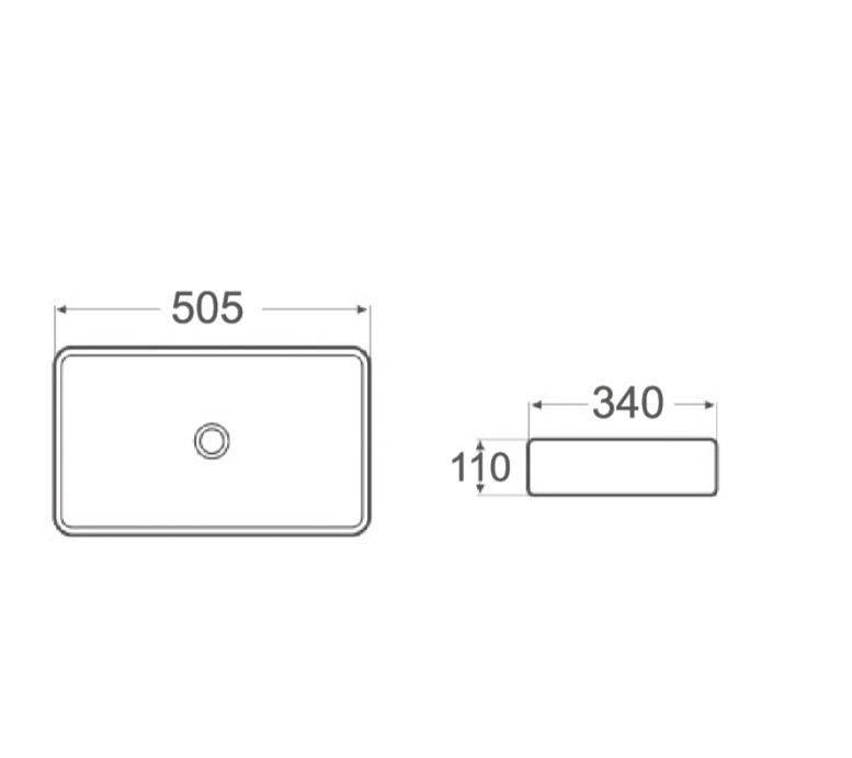 DIOR-II Above Counter Basin 505x340x110mm - Availanle in 3 Colours