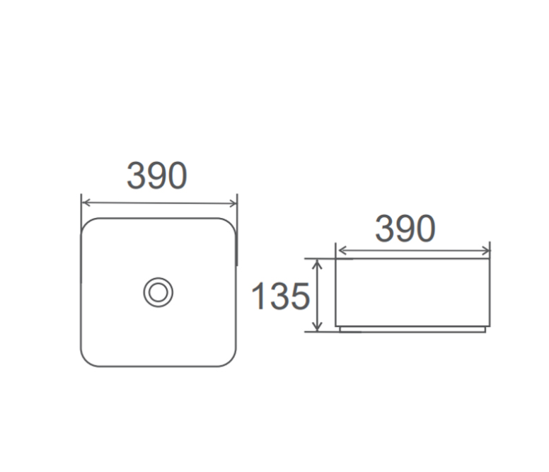 DIOR-SQ Above Counter Basin 390x390x140mm