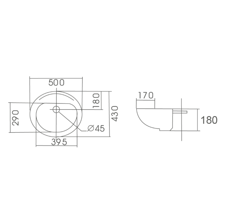 COMO Semi-Recess Basin 500x430x180mm
