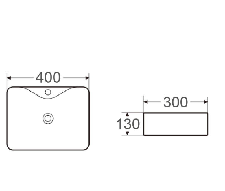 BRONTE Above Counter Basin 400x300x130mm