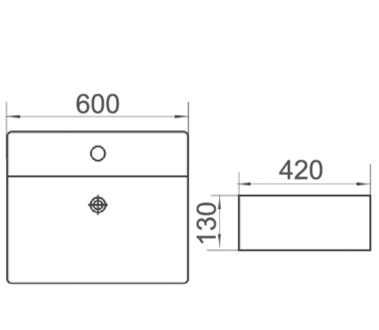BRAVO 600 Above Counter Basin 600x420x130mm