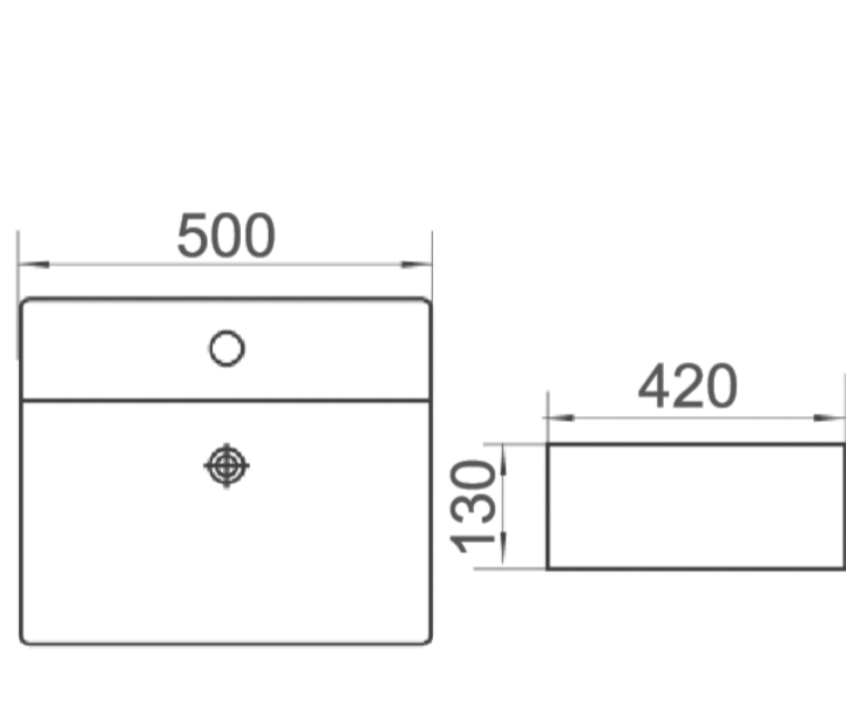 BRAVO 500 Above Counter Basin 500x420x130mm