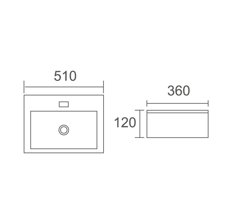 ACQUA Above Counter Basin 510x360x120mm