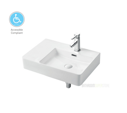 Urbano Wall Hung Basin (Right Hand Bowl) Gloss White