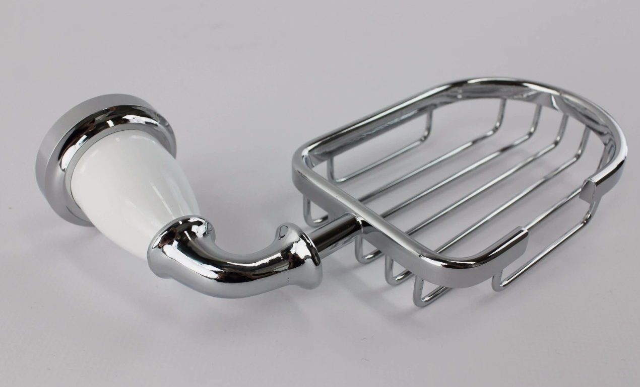 Traditional Sovereign Series   Soap Dish  Chrome & White