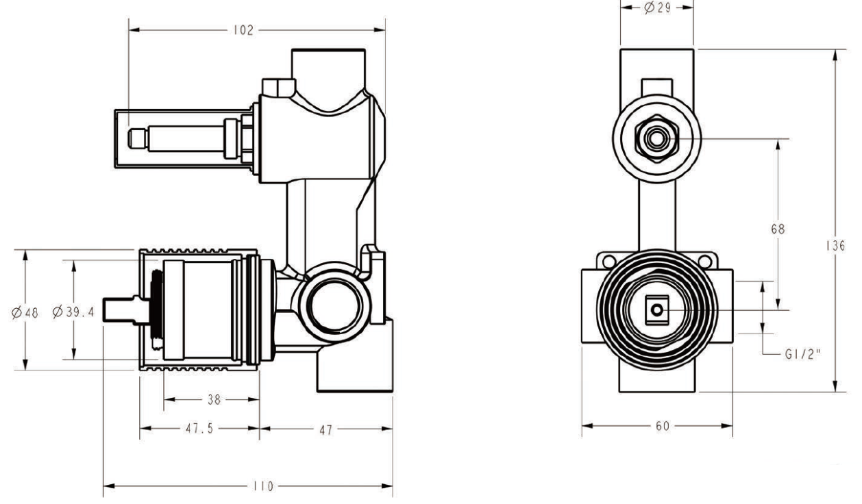 Inwall Body for ESORA Wall Mixer with Diverter