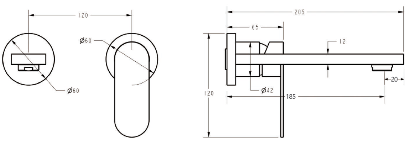 Esora  - Rounded Wall Basin Mixer - Available in 5 Colours