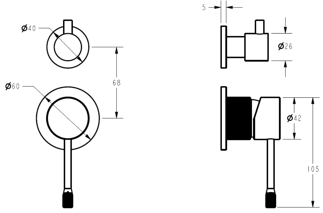 Luxe Slimline Wall Mixer with Diverter TRIM KIT ONLY No Backing Plate - Available in 4 Colours