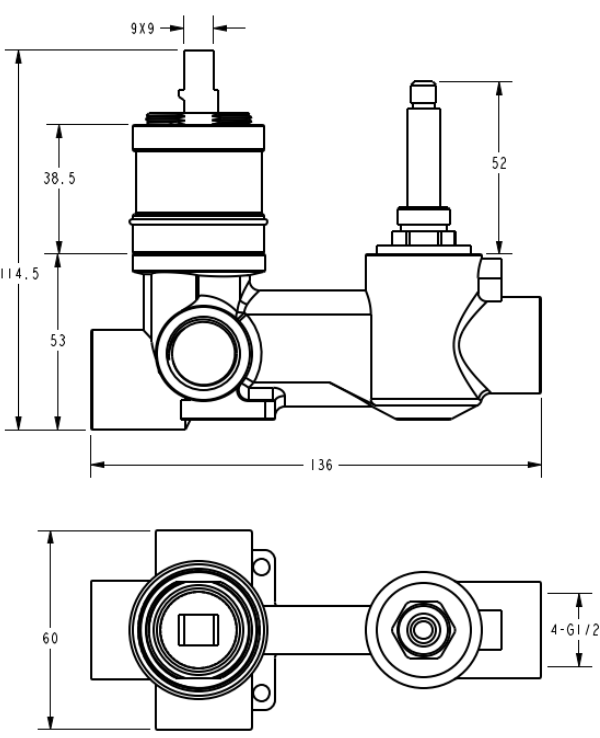 Luxe - Slimline Wall Mixer with Diverter (BODY ONLY)