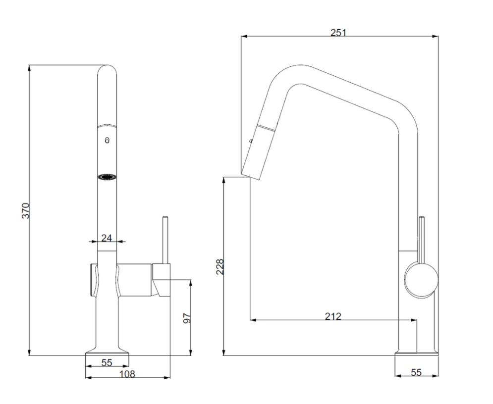 Kitchen Sink Angle Pull Out Tap - Available in 4 Colours
