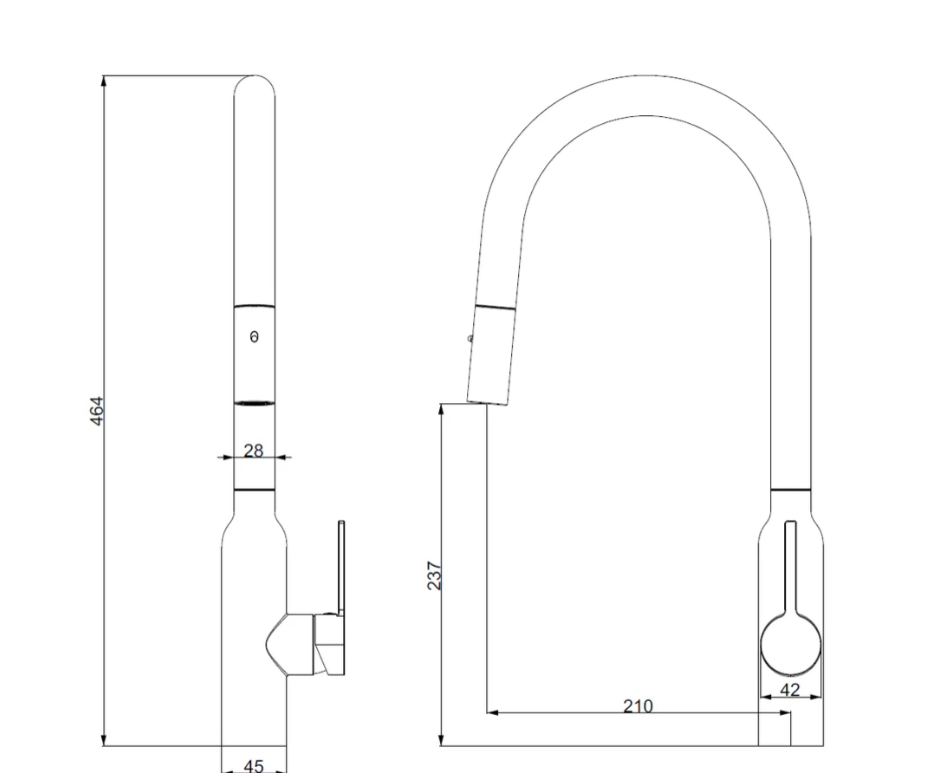 Round Pull Out Kitchen Mixer - Available in 7 Colours