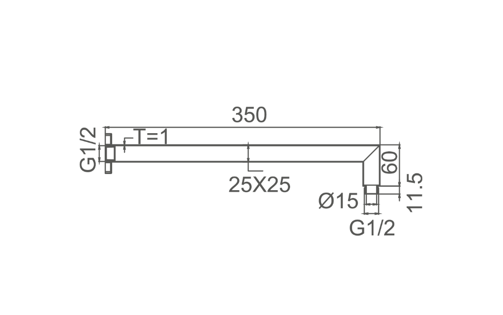 355mm Straight Round Wall Shower Arm - Available in 5 Colours