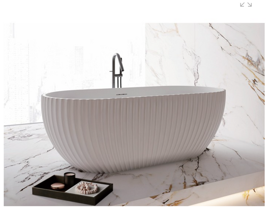 KHEUB CLARENCE 1700 MATTE WHITE FREESTANDING BATH WITH OVERFLOW