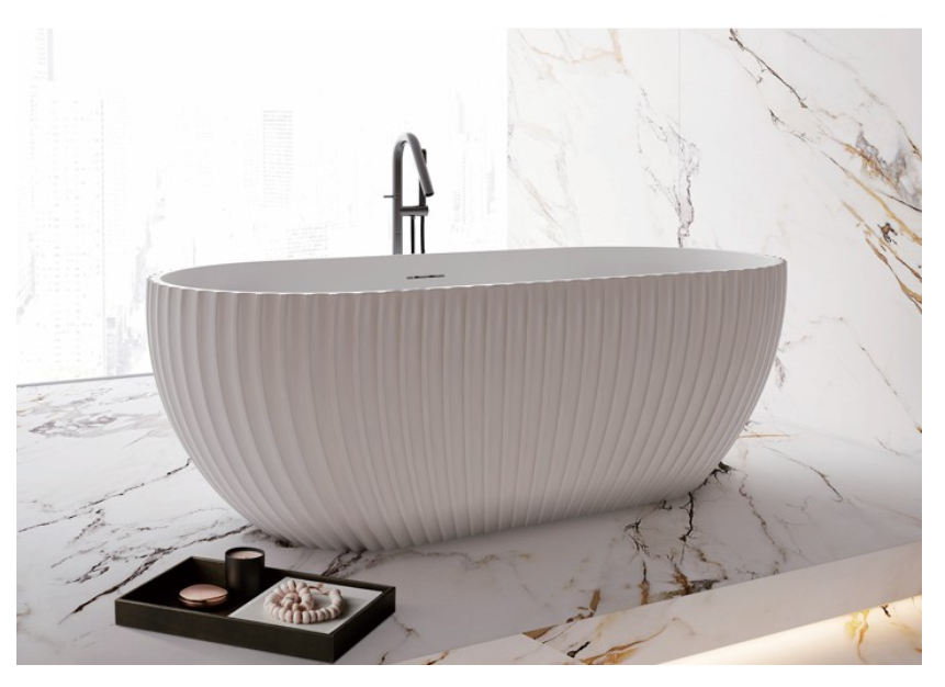 KHEUB CLARENCE 1700 MATTE WHITE FREESTANDING BATH WITH OVERFLOW