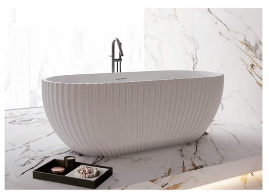 KHEUB CLARENCE 1500 MATTE WHITE FREESTANDING BATH WITH OVERFLOW