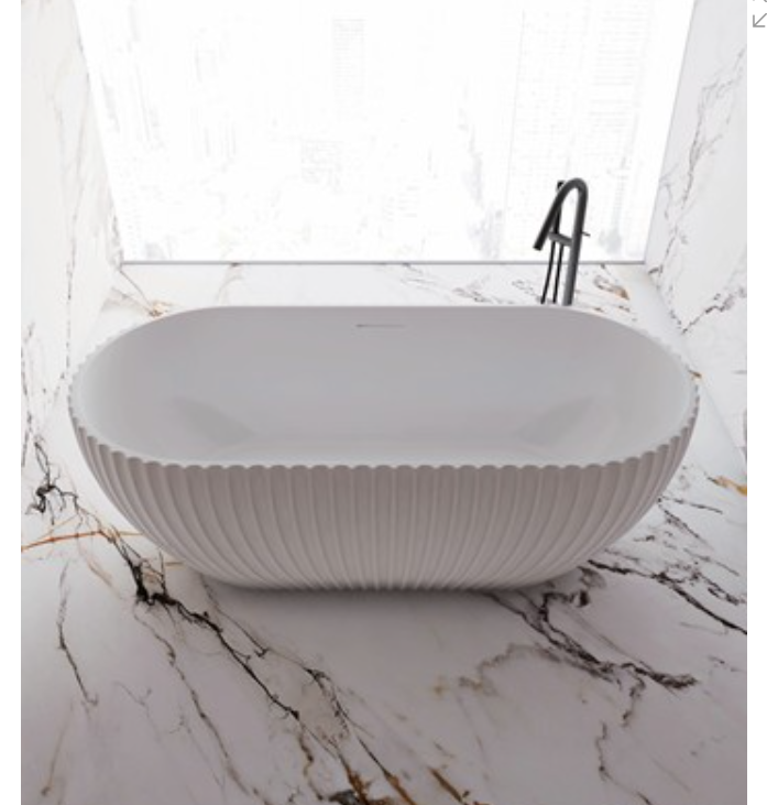 KHEUB CLARENCE 1700 MATTE WHITE FREESTANDING BATH WITH OVERFLOW