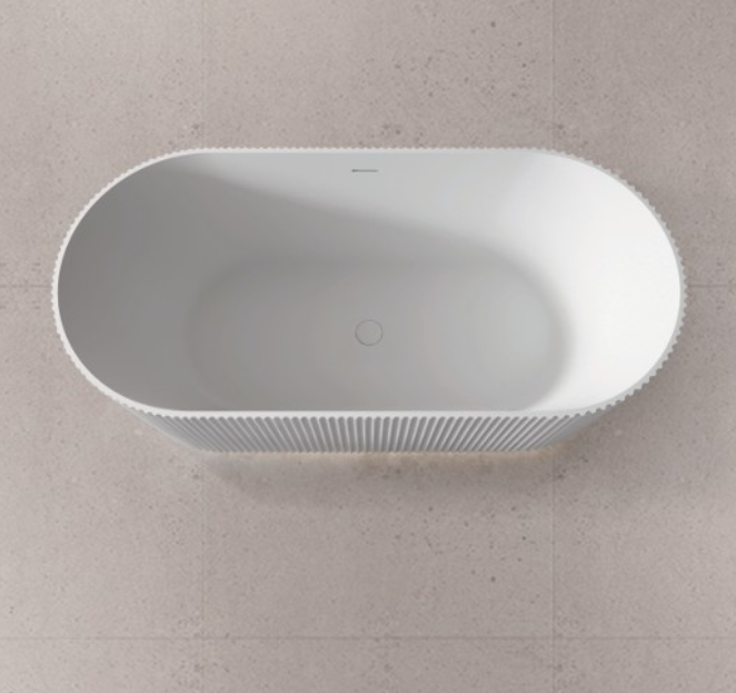 V GROOVE OVAL 1700 GLOSS WHITE WITH OVERFLOW BATH