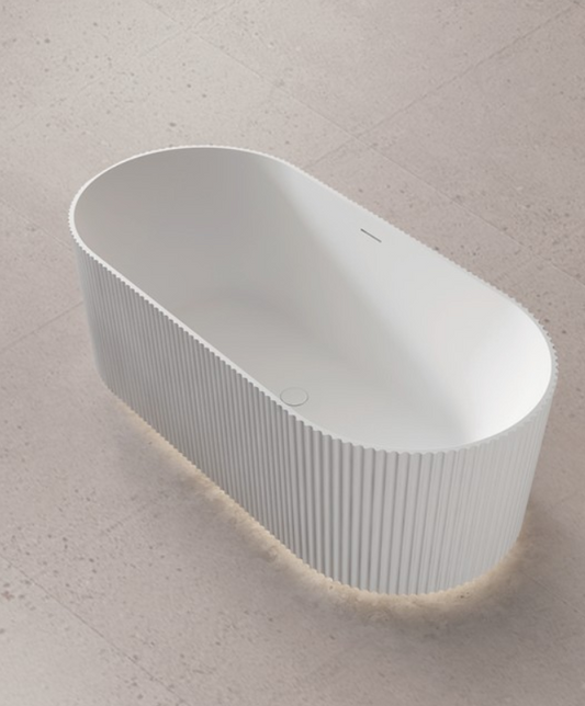 V GROOVE OVAL 1700 MATTE WHITE WITH OVERFLOW BATH